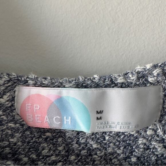 Free People FP Beach Knit Romper cream 100% cotton Declan pockets sleeveless M - Picture 7 of 10